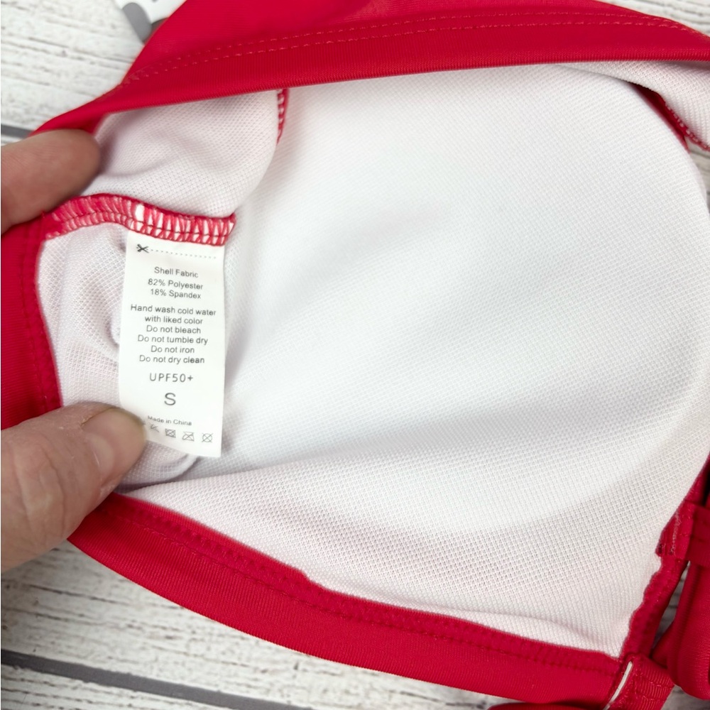 Red Ruffled Bikini Top Small - Picture 6 of 9